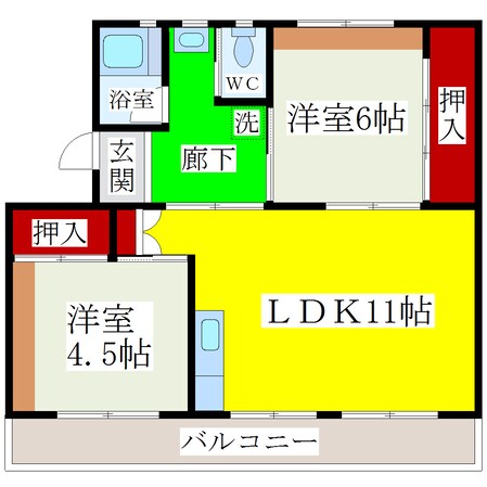 八丁牟田駅 徒歩52分 5階の物件間取画像